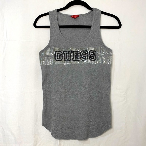 Guess Tops - Guess Gray sequence logo tank top.